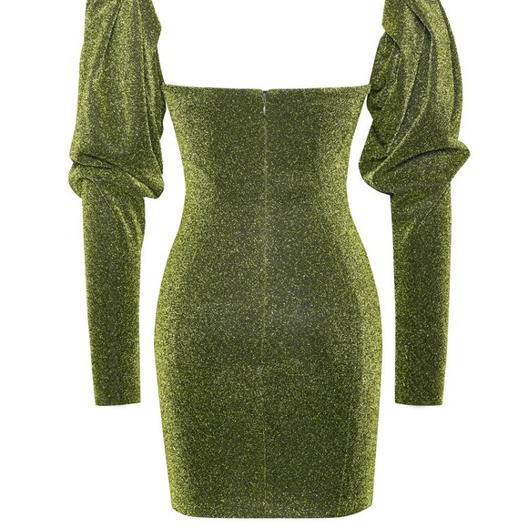 Down to Earth Puff Shoulder Sparkly Dress - Picture 6 of 7